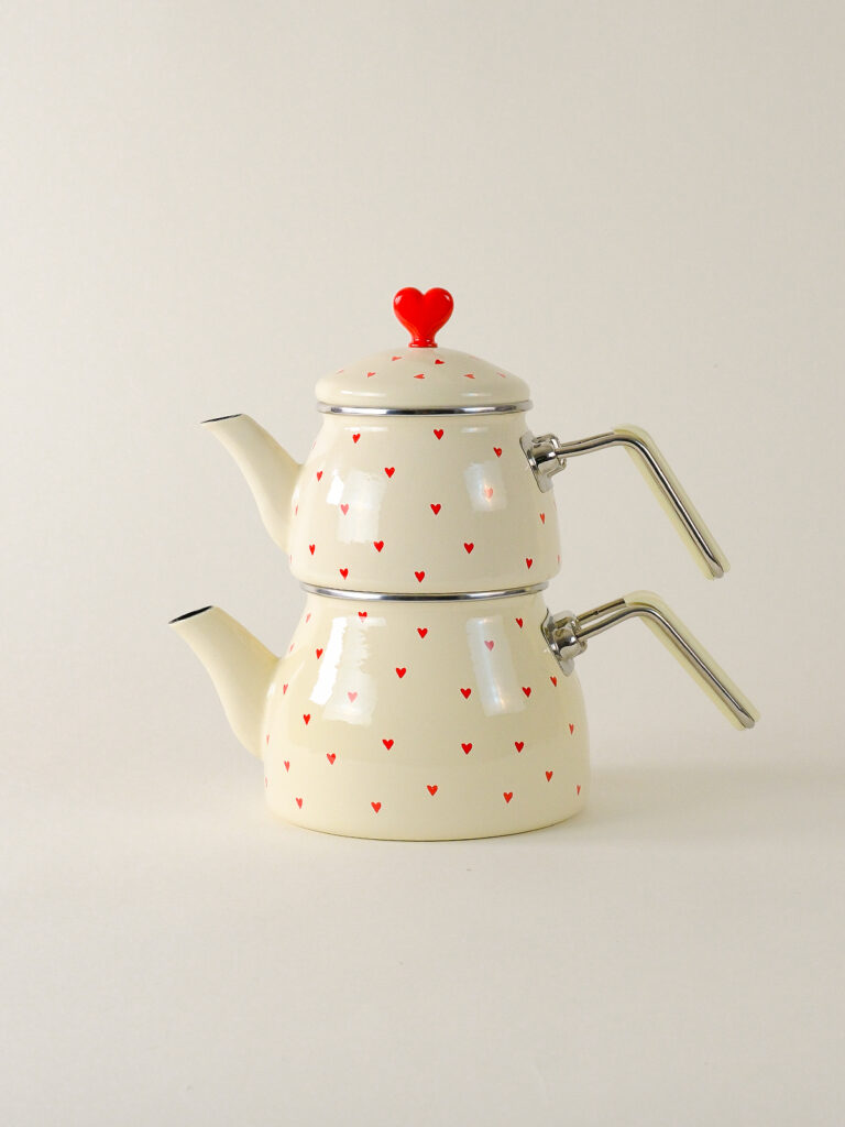 Cupid Emaye Çaydanlık (Özel Zamak Tepeli, El Yakmayan Kulplu)