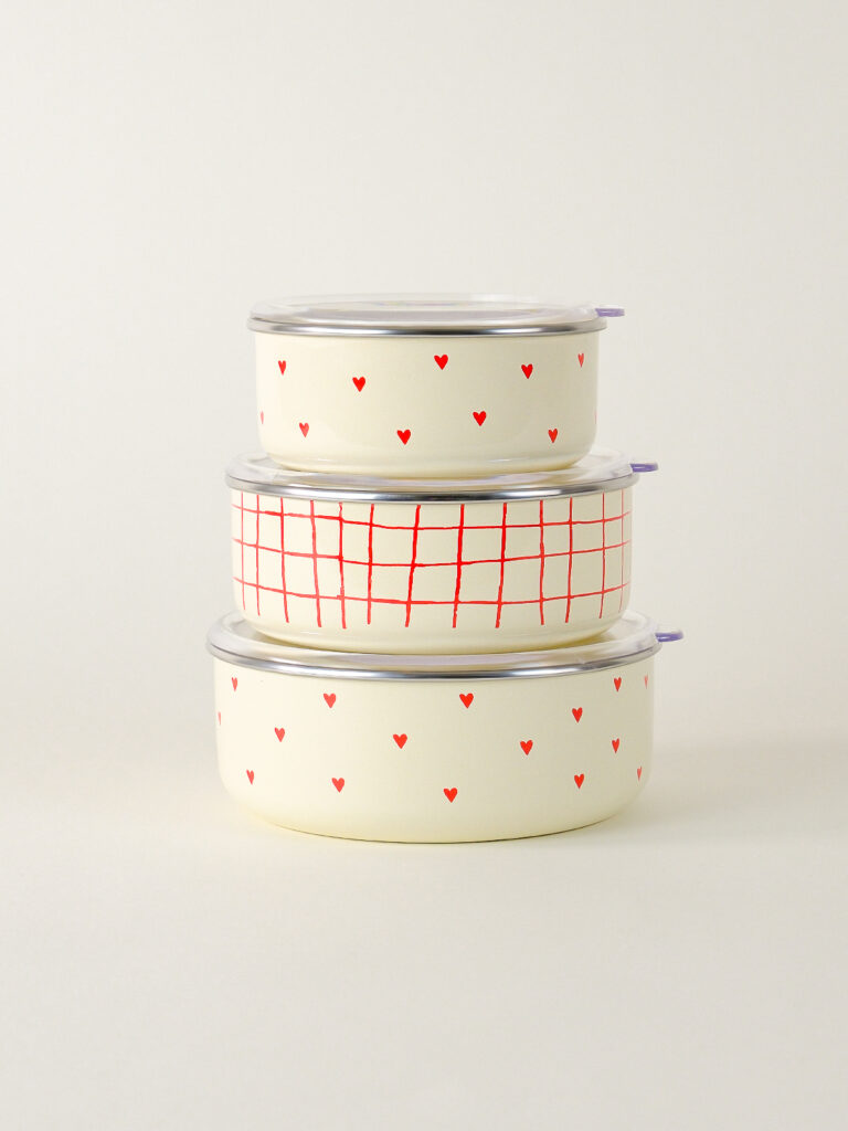 Cupid Emaye Üçlü Saklama Kabı Seti