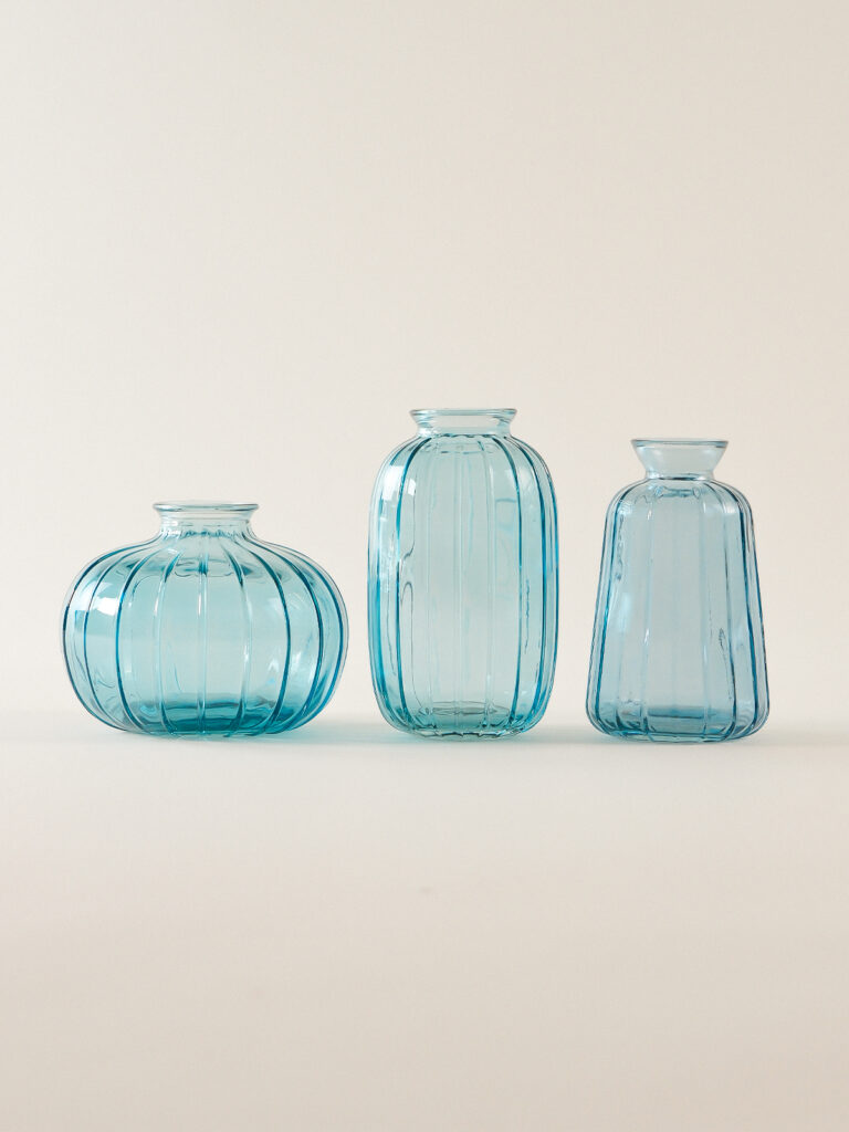 Belle 3’lü Turkuaz Cam Vazo