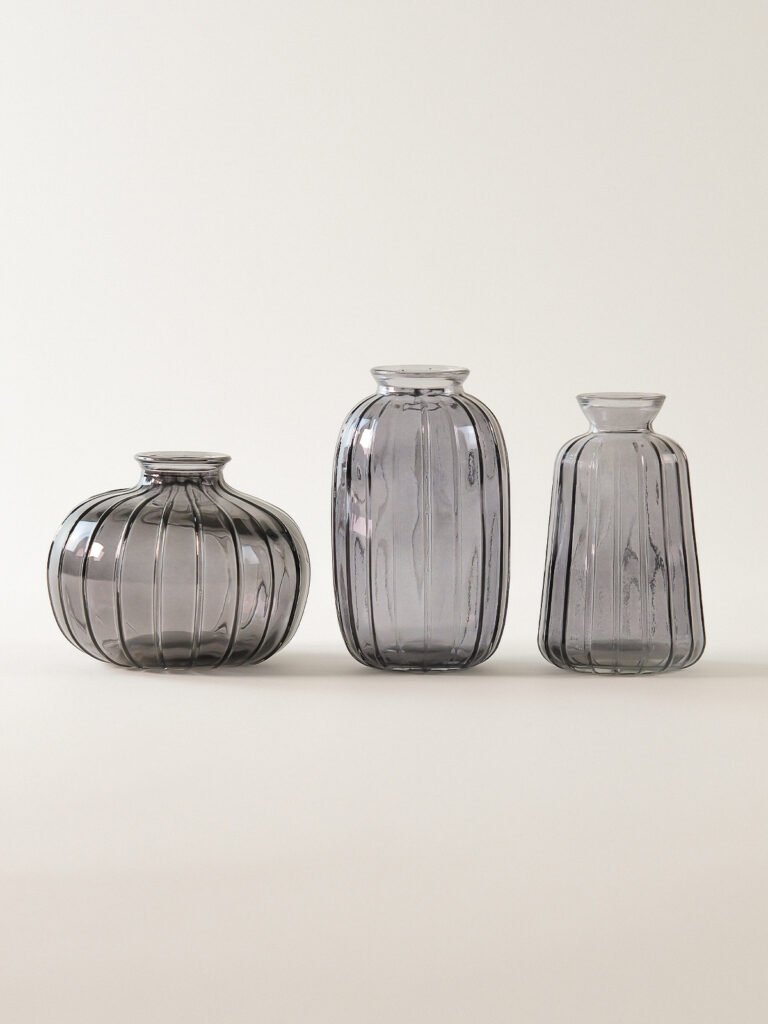 Belle 3’lü Siyah Cam Vazo