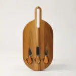 Nunda Bıçaklı Oval Peynir Sunum Tahtası (22 x 47 cm)