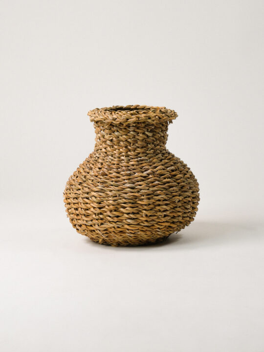 Herme Bombeli Hasır Vazo | Saksılık (24 CM)
