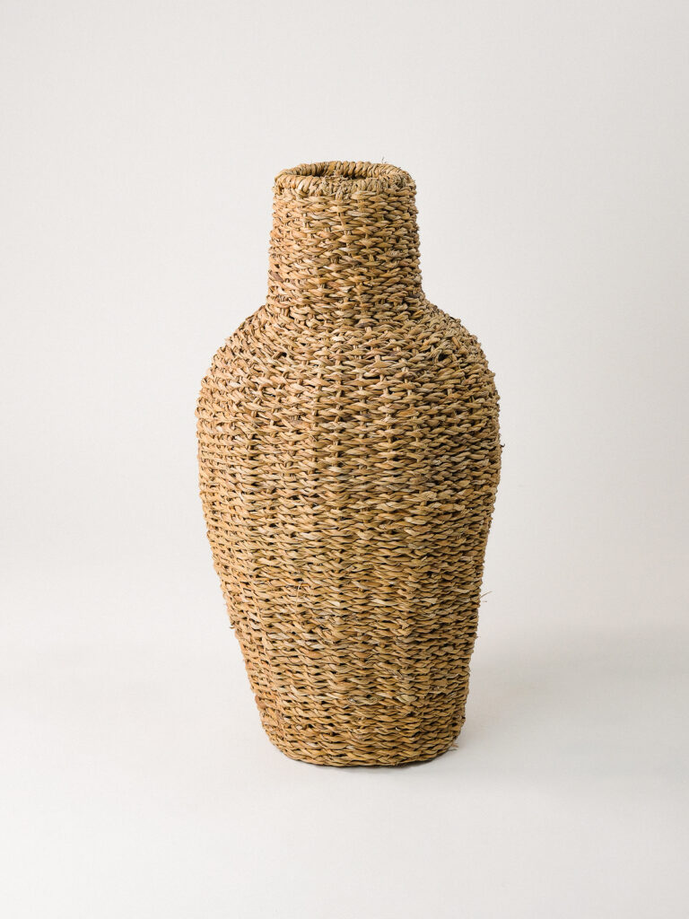 Herme Bombeli Hasır Vazo / Saksılık (60 cm)