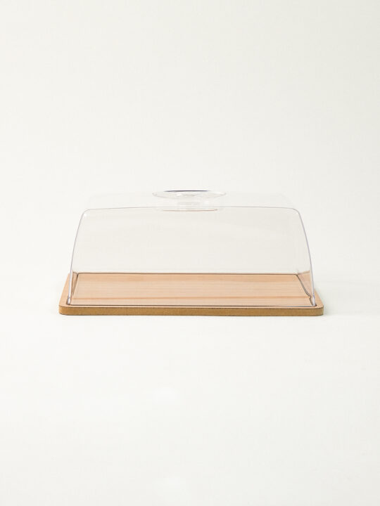 Narvik Ahşap Standlı Plastik Kapaklı Kek Fanusu (27 x 20 x 11 cm)