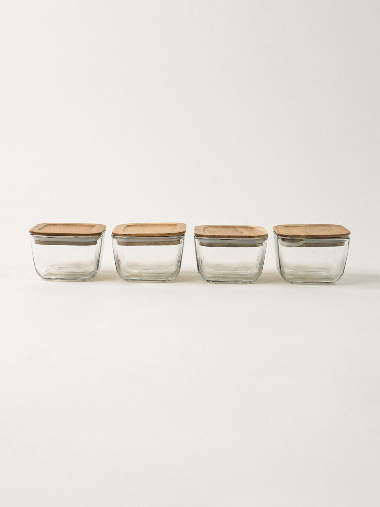 Cosy Akasya Vakumlu Kapaklı Cam Kase Seti – 4 Parça