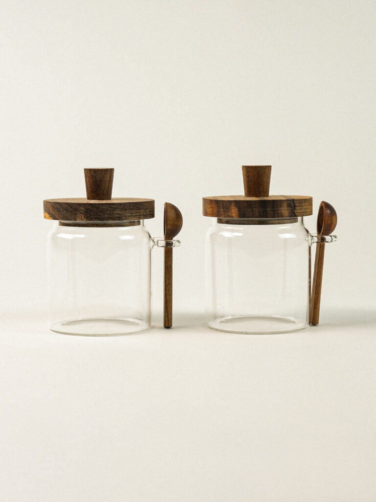 Nue 2’li Akasya Kapaklı Cam Kavanoz (450 ml)