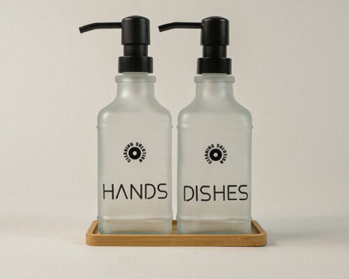 Brisa Buzlu Cam Standlı Sıvı Sabunluk Seti (500 ml)