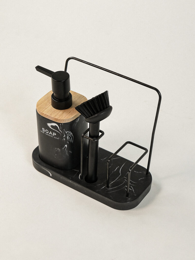 Cleen 3’lü Siyah Polyresin Sabunluk Seti (9 x 19 cm)