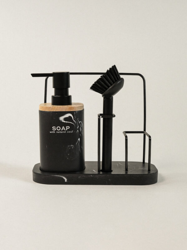 Cleen 3’lü Siyah Polyresin Sabunluk Seti (9 x 19 cm)