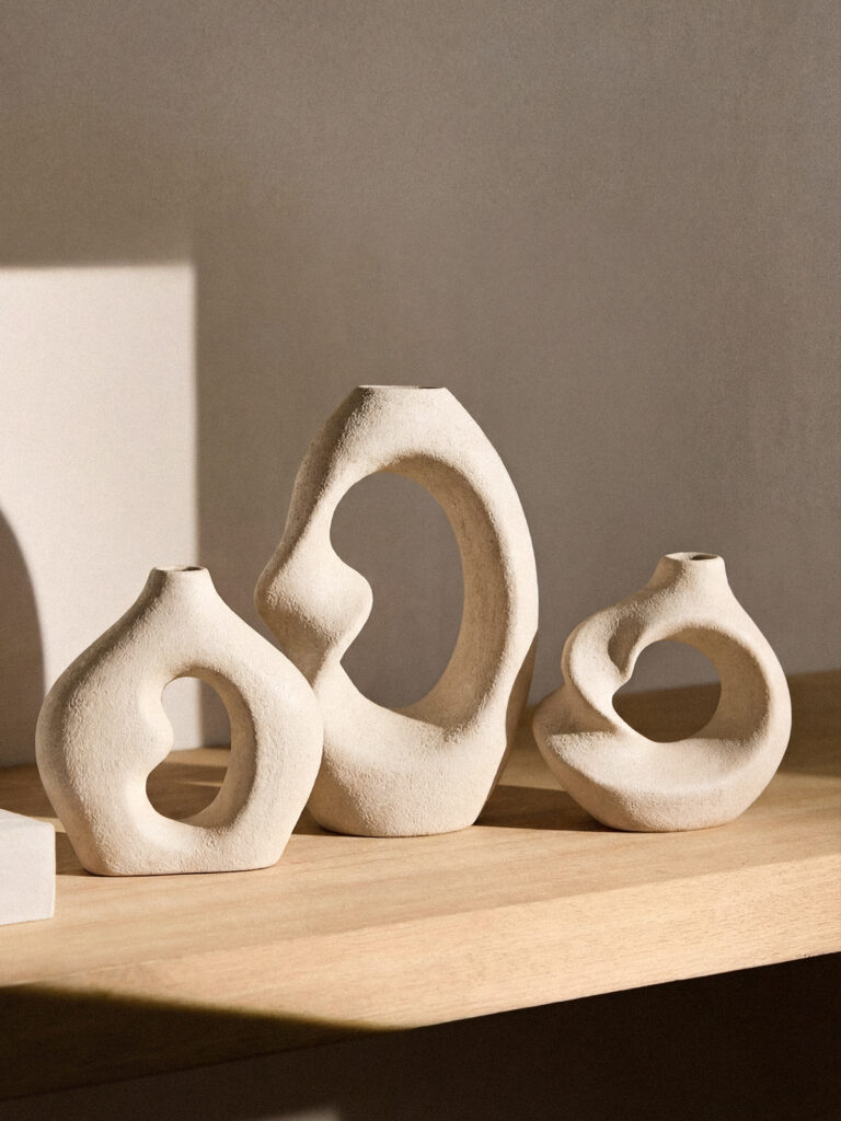 Luvo 3’lü Dokulu Seramik Vazo