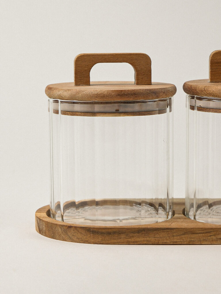 Maisoné Akasya Standlı Cam Kavanoz Seti (600 ml)