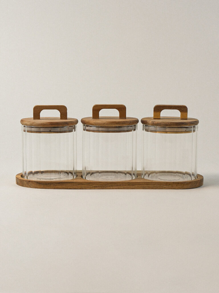 Maisoné Akasya Standlı Cam Kavanoz Seti (600 ml)