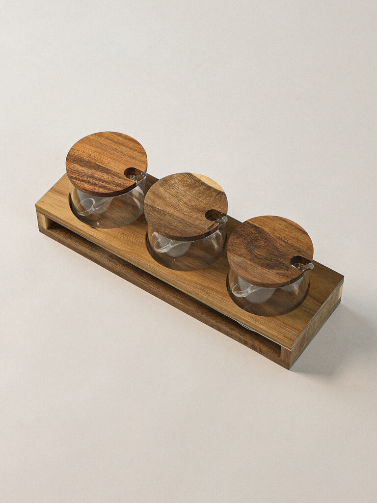 Nivora Akasya Standlı Cam Baharatlık Seti