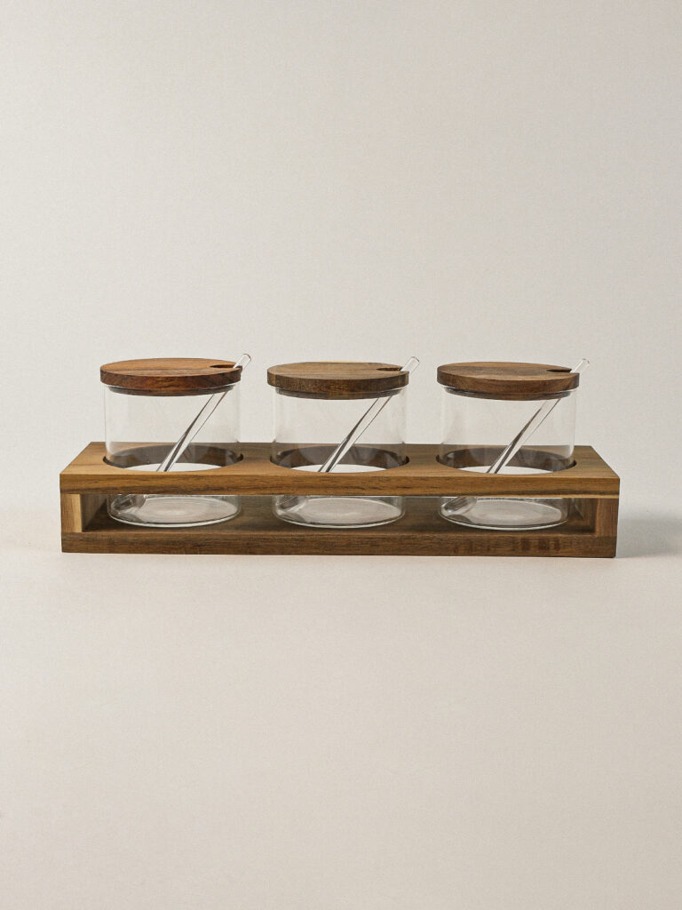 Nivora Akasya Standlı Cam Baharatlık Seti