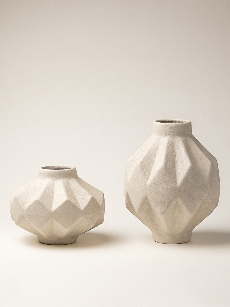 Oliva 2’li Dokulu Seramik Vazo