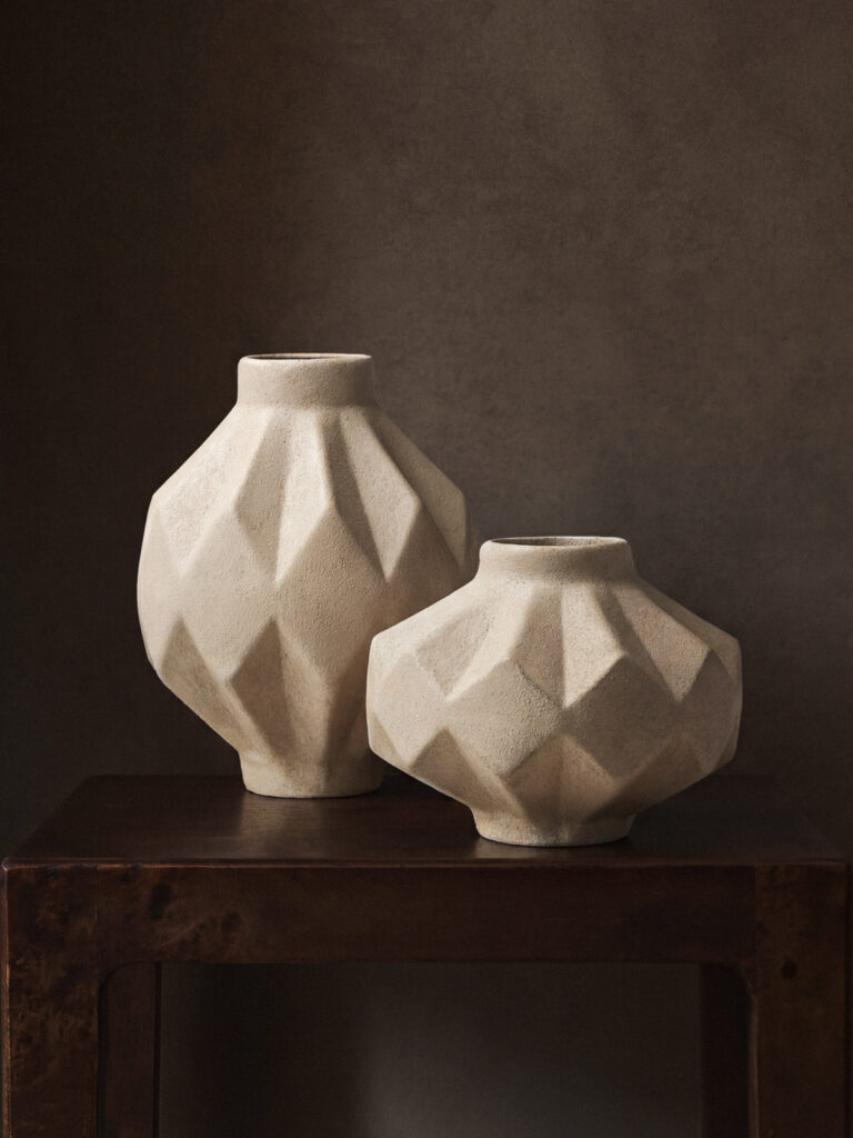 Oliva 2’li Dokulu Seramik Vazo