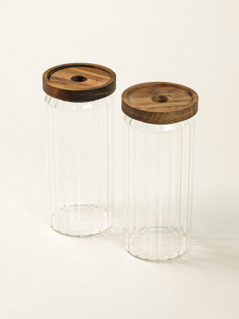 Elva 2’li Akasya Kapaklı Cam Kavanoz (1000 ml)