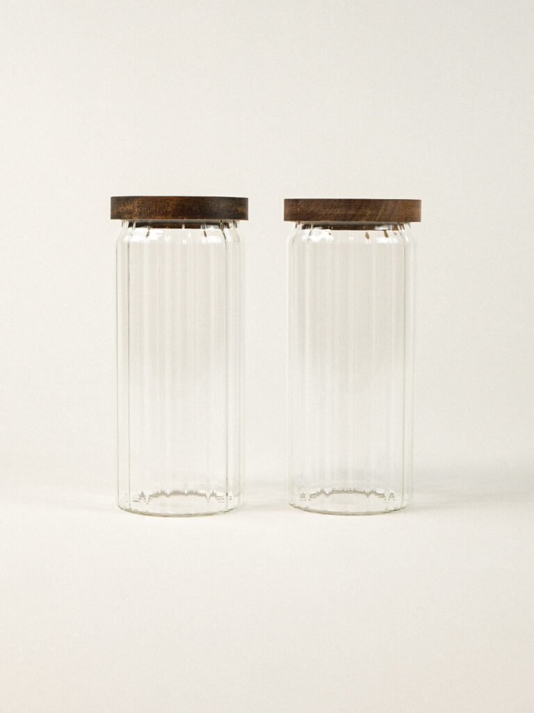 Elva 2’li Akasya Kapaklı Cam Kavanoz (1000 ml)