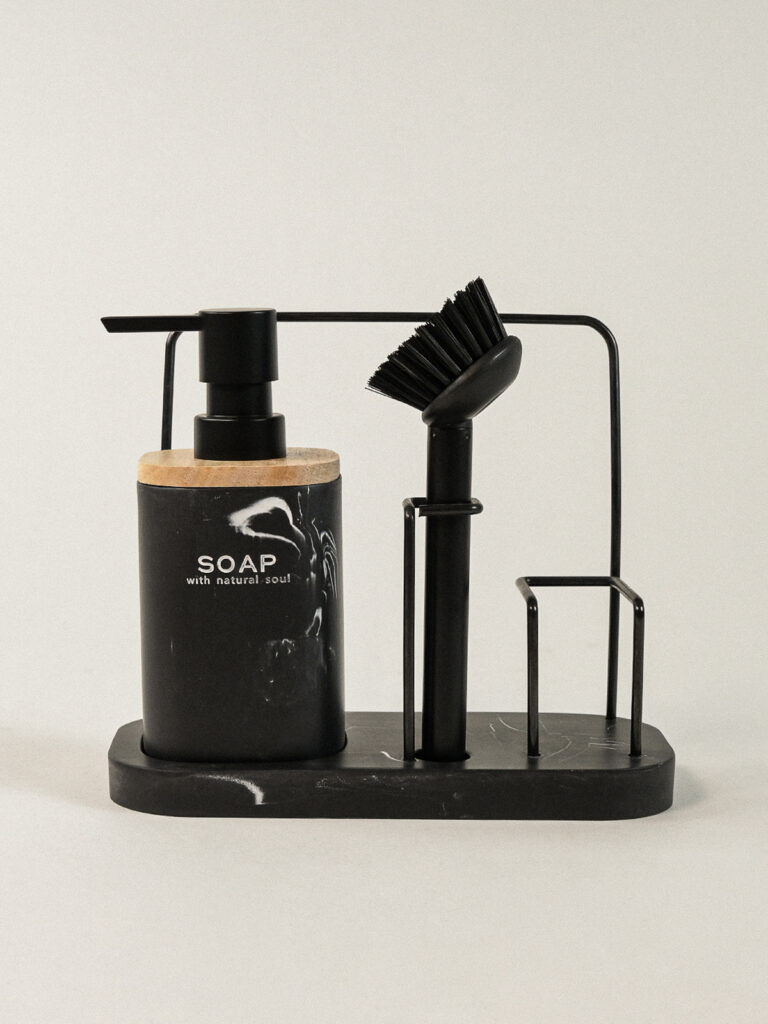 Cleen 3’lü Siyah Polyresin Sabunluk Seti (9 x 19 cm)