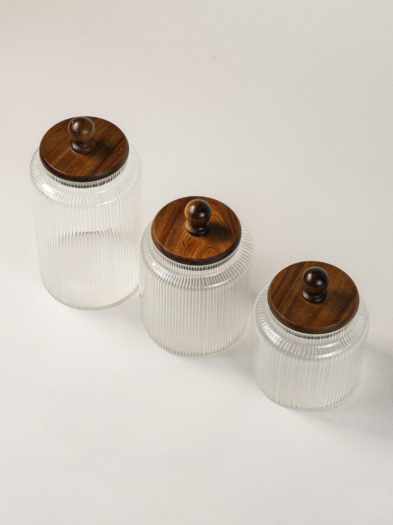 Senna 3’lü Akasya Kapaklı Cam Kavanoz