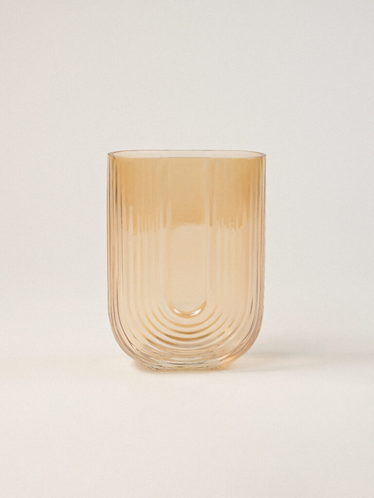 Pravia Sarı Cam Vazo (13 x 18 cm)