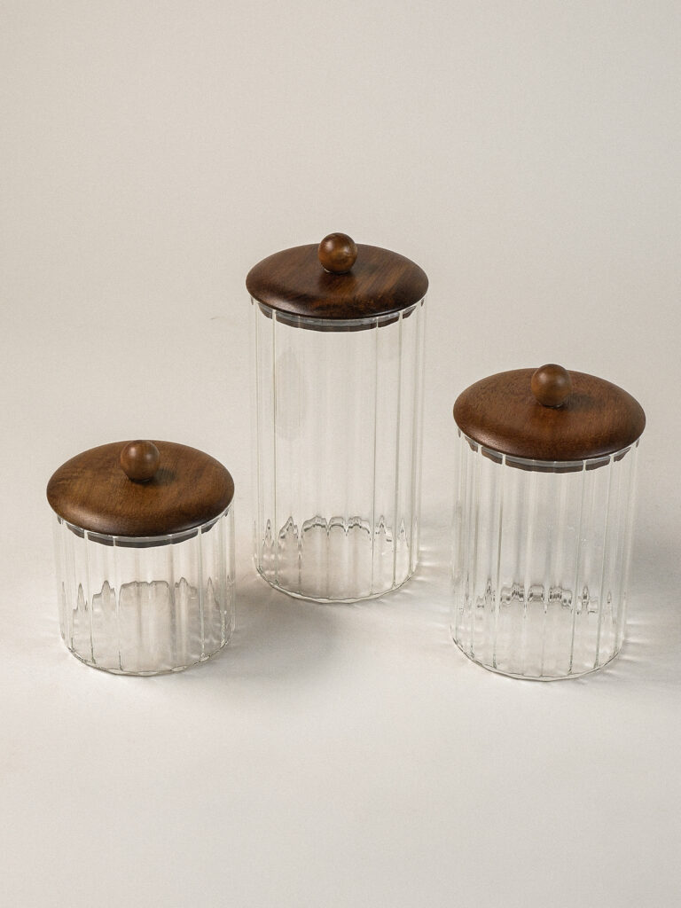 Carle 3’lü Akasya Kapaklı Cam Kavanoz