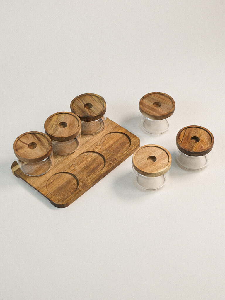 Avena Akasya Standlı Kapaklı Kase Seti 7 Parça