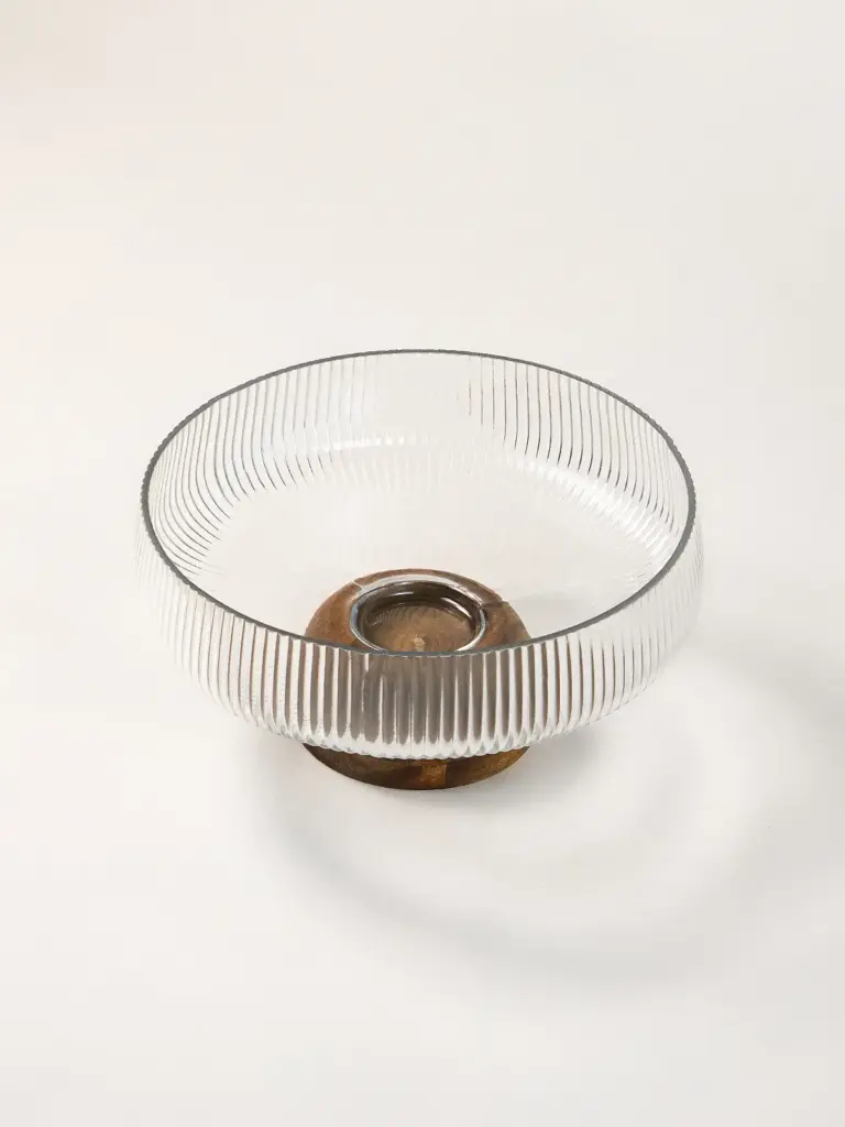 Simple Akasya Standlı Cam Kase (25 cm)