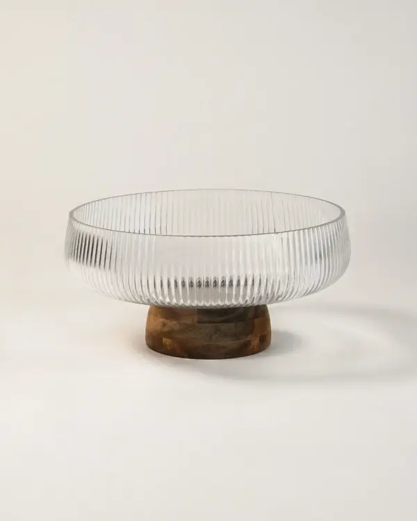 Simple Akasya Standlı Cam Kase (25 cm)