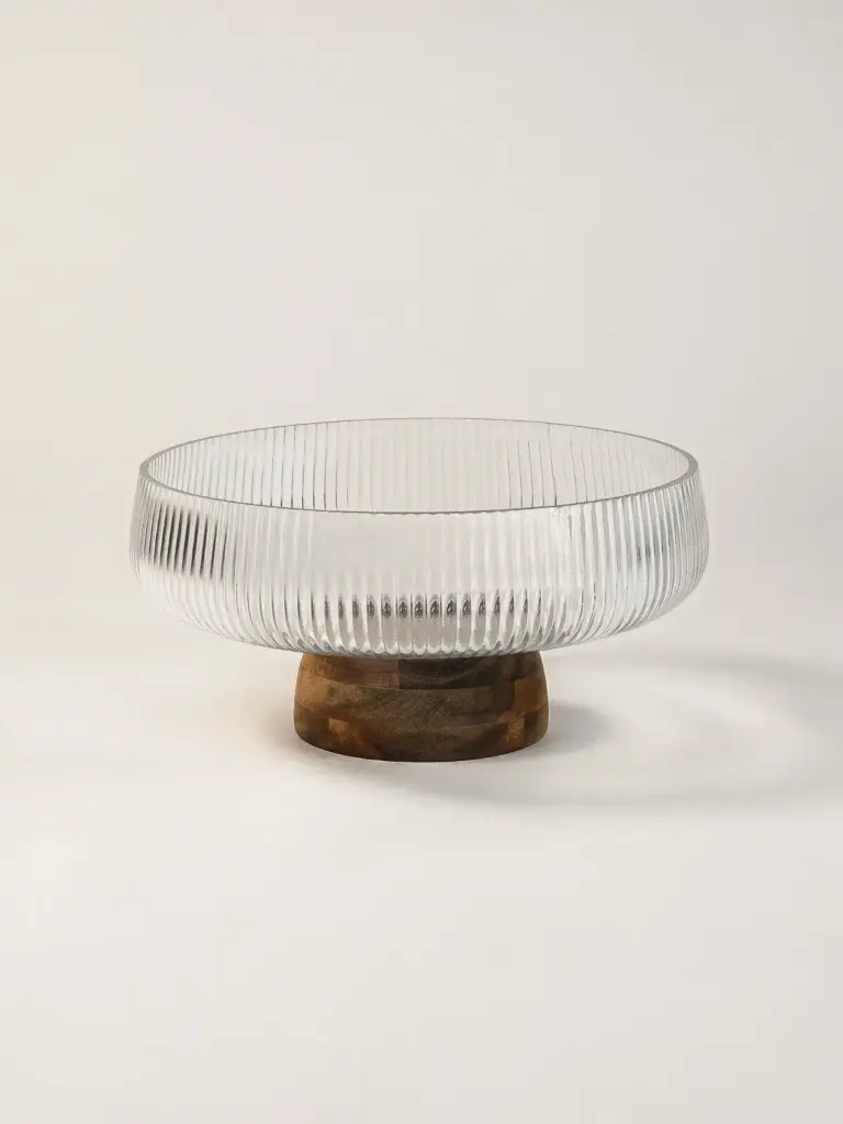 Simple Akasya Standlı Cam Kase (25 cm)