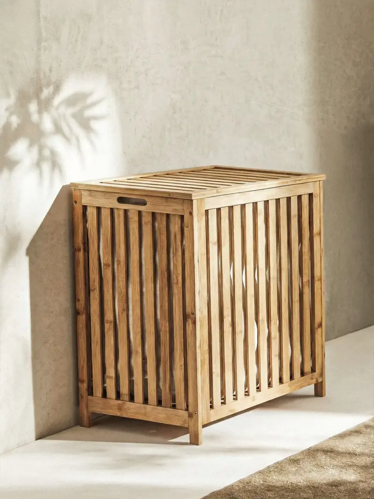 Narel Bambu Çamaşır Sepeti (53 x 59 cm)