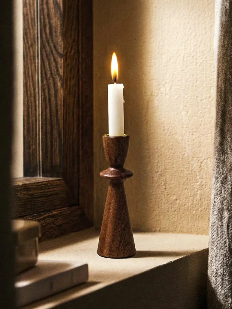 Samt Akasya Şamdan (17 cm)