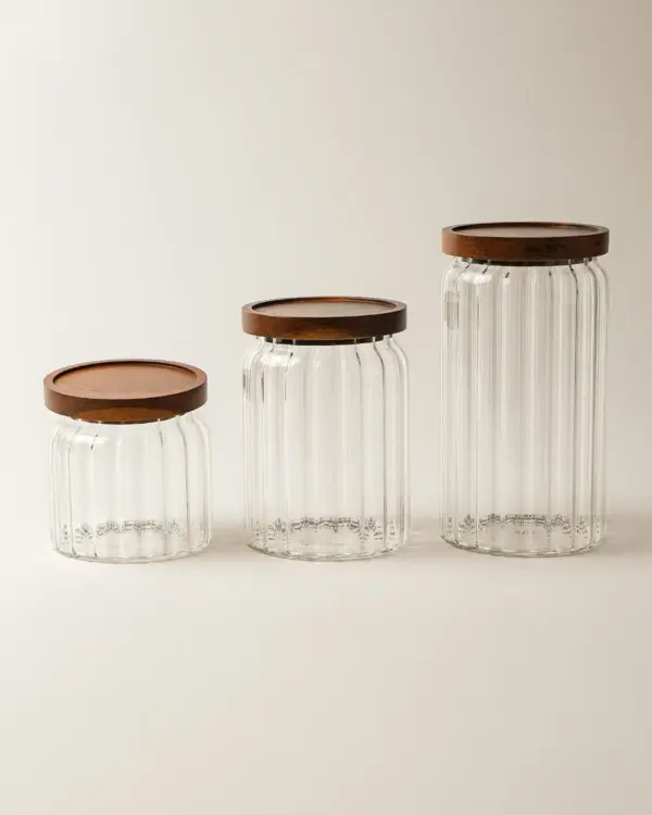 Bolia Akasya Kapaklı Cam Kavanoz Seti