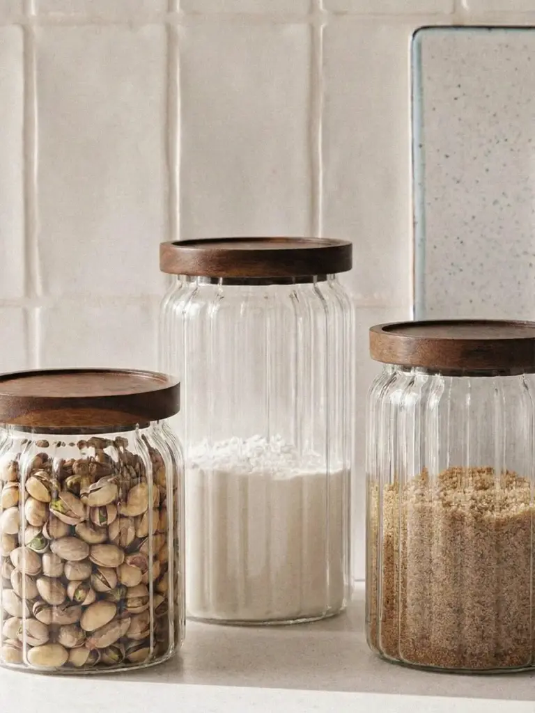 Bolia Akasya Kapaklı Cam Kavanoz Seti